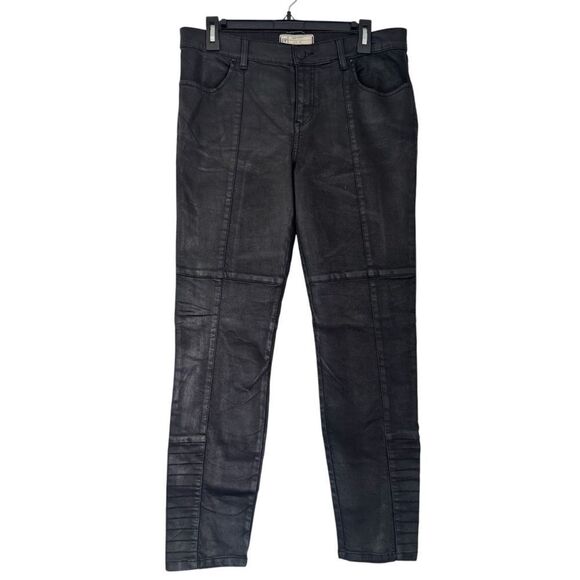 Free People Black Coated Low Rise Jillian Skinny Pant Jeans Size 31 - Picture 2 of 7